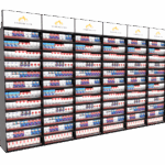 Tobacco FLEXRACK™ TOWER X6 set for up to 8,424 cigarette packs and OTP