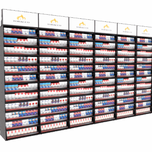 Tobacco FLEXRACK™ TOWER X6 set for up to 8,424 cigarette packs and OTP